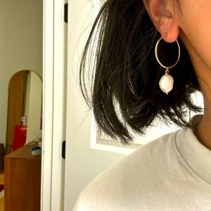 Quince Large Organic Freshwater Cultured Pearl Hoops